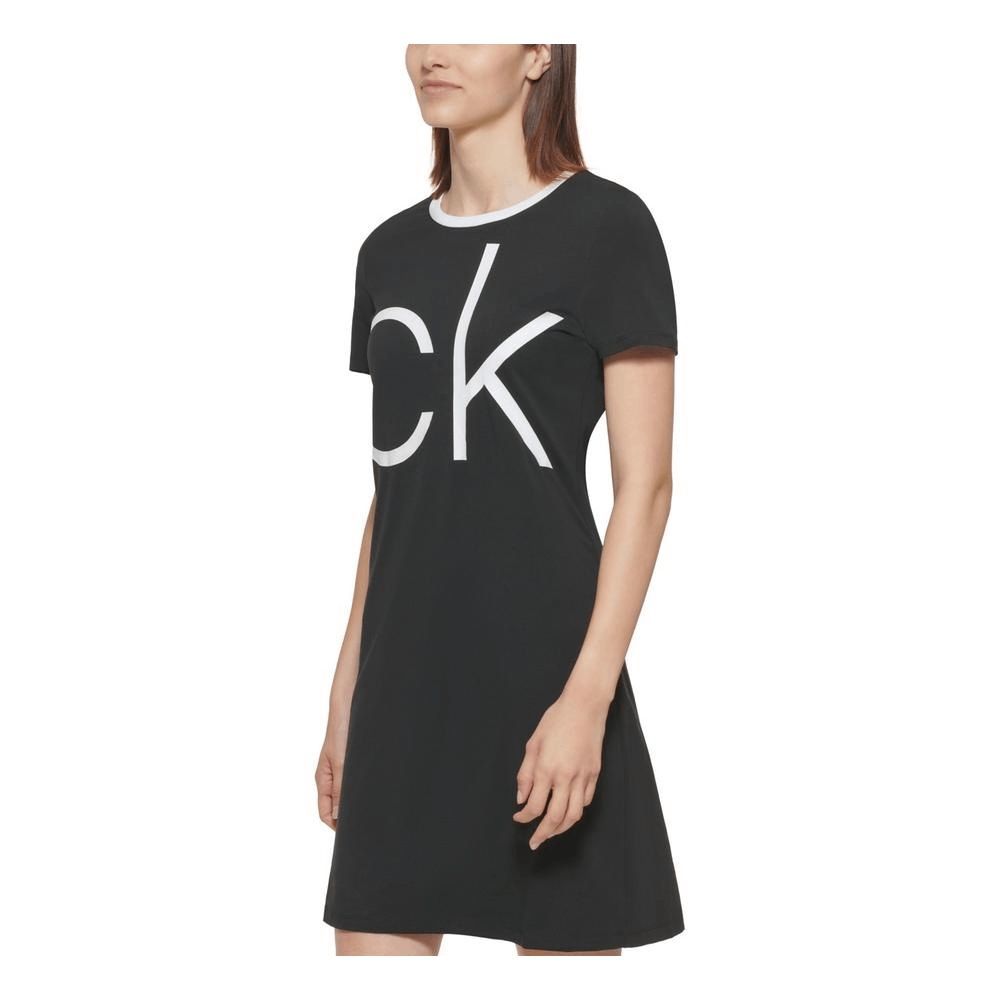 Calvin Klein Women's Logo Graphic Shift Dress - Black White M